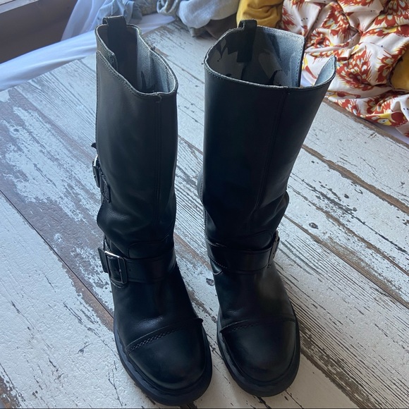 SOLD Doc Martens Kathleena Cap Toe Combat Moto Boots - Picture 4 of 10